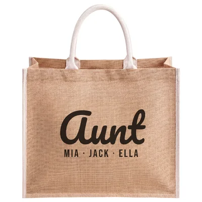 Personalized Aunt Jute Tote Bag