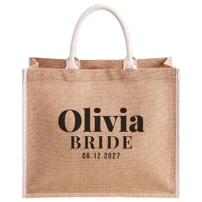 Personalized Bride Jute Tote Bag