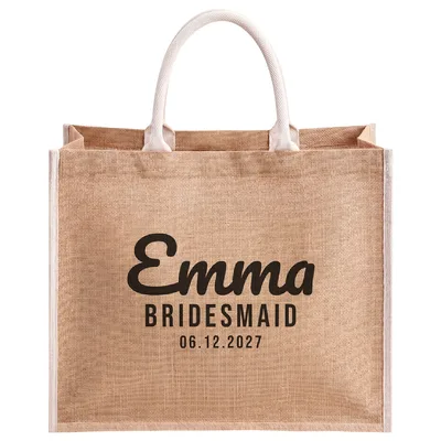 Personalized Bridesmaid Jute Tote Bag