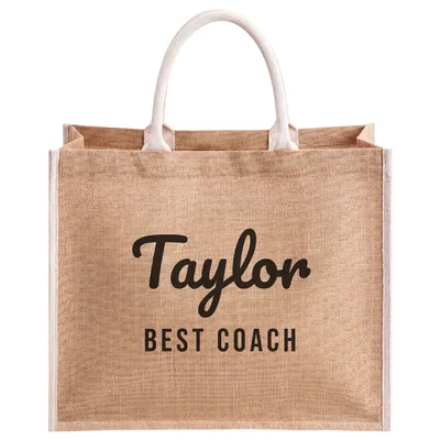 Personalized Coach Jute Tote Bag