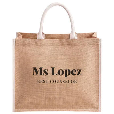 Personalized Counselor Jute Tote Bag