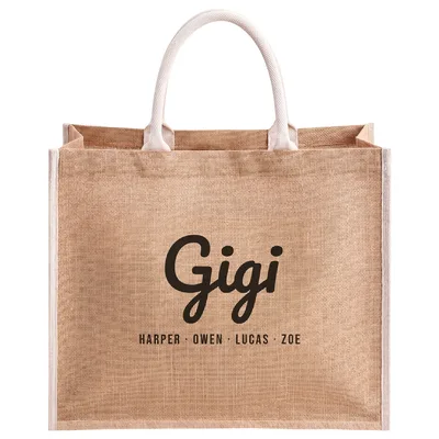 Personalized Gigi Jute Tote Bag