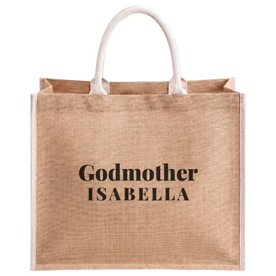 Personalized Godmother Jute Tote Bag