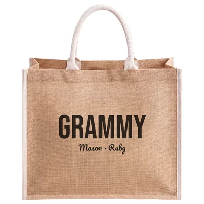 Personalized Grammy Jute Tote Bag