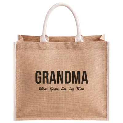 Personalized Grandma Jute Tote Bag