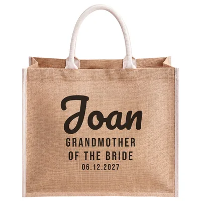 Personalized Grandmother of the Bride Jute Tote Bag