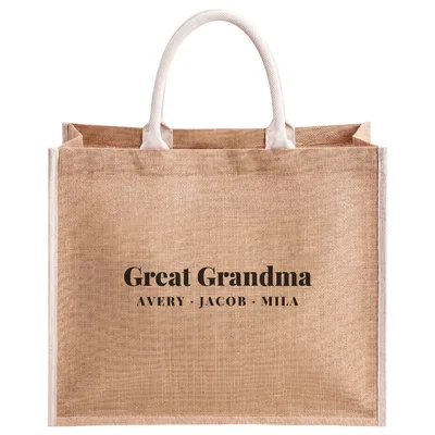 Personalized Great Grandma Jute Tote Bag
