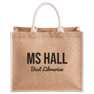 Personalized Librarian Jute Tote Bag