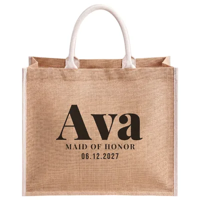 Personalized Maid of Honor Jute Tote Bag
