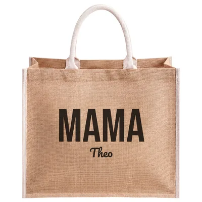 Personalized Mama Jute Tote Bag