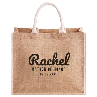Personalized Matron of Honor Jute Tote Bag
