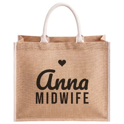Personalized Midwife Jute Tote Bag