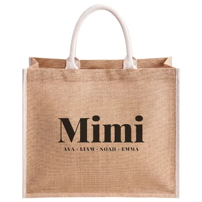 Personalized Mimi Jute Tote Bag