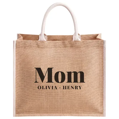 Personalized Mom Jute Tote Bag