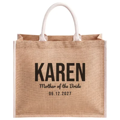 Personalized Mother of the Bride Jute Tote Bag