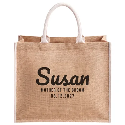 Personalized Mother of the Groom Jute Tote Bag