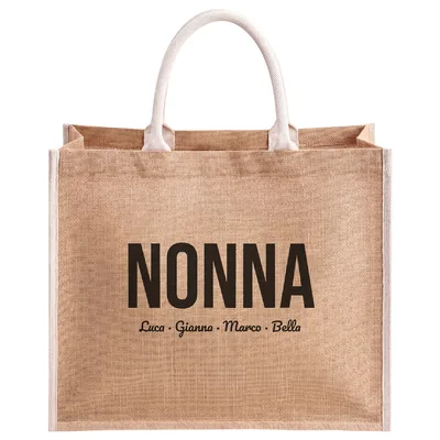 Personalized Nonna Jute Tote Bag