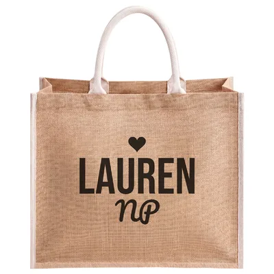 Personalized Nurse Practitioner Jute Tote Bag