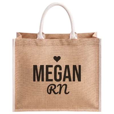 Personalized Nurse Jute Tote Bag
