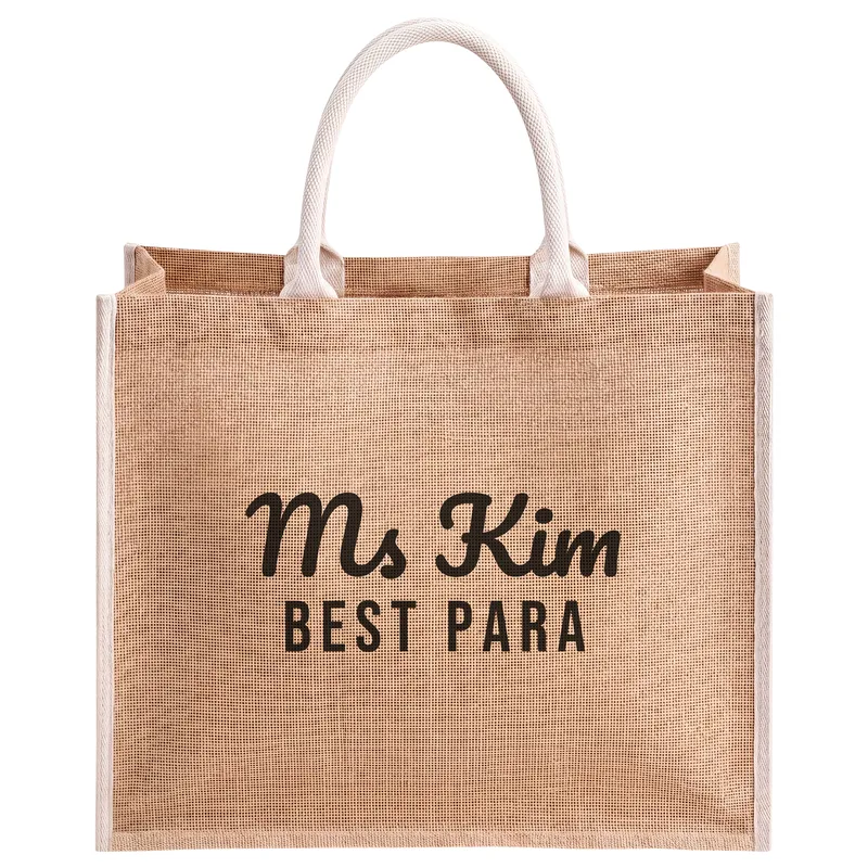 Ms Kim, Best Para, printed on a natural jute tote bag