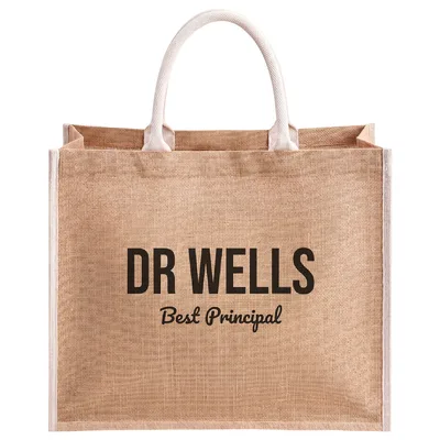 Personalized Principal Jute Tote Bag