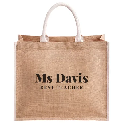 Personalized Teacher Jute Tote Bag