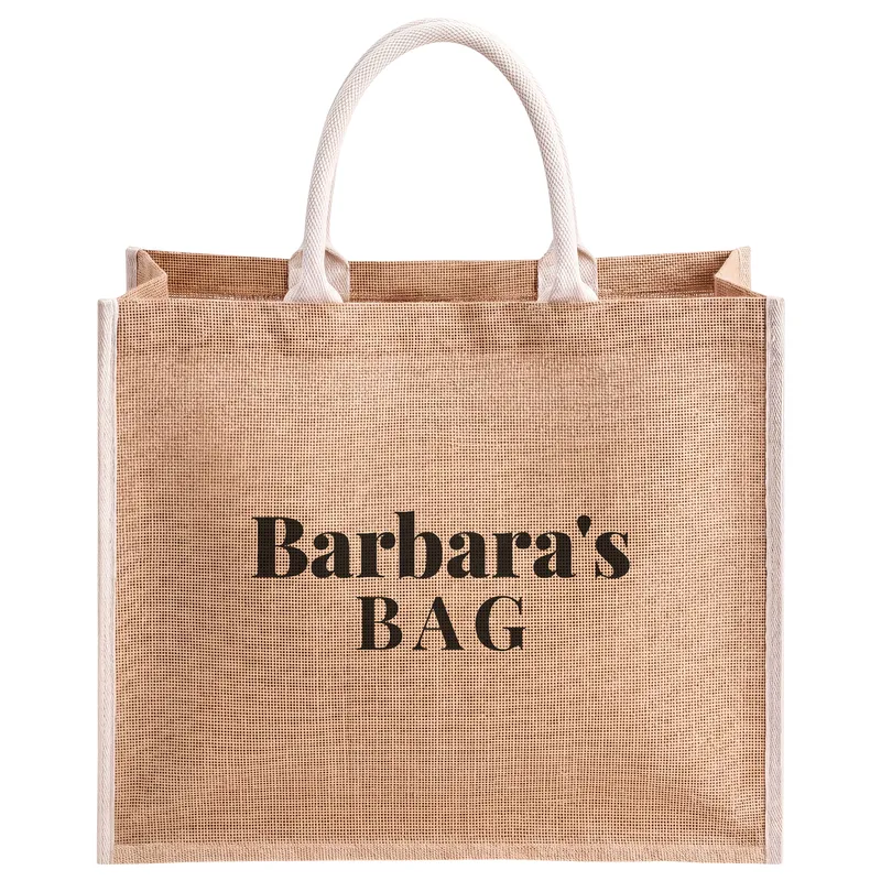 Barbara's bag!, printed on a natural jute tote bag