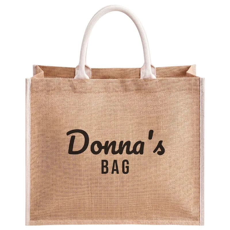 Donna's bag!, printed on a natural jute tote bag