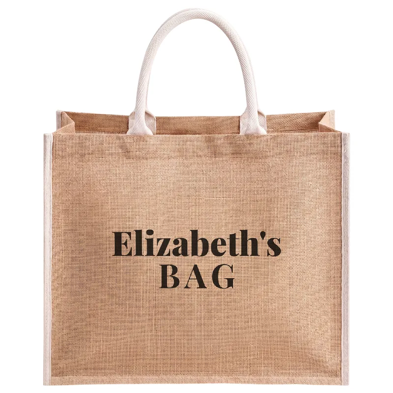 Elizabeth's bag!, printed on a natural jute tote bag
