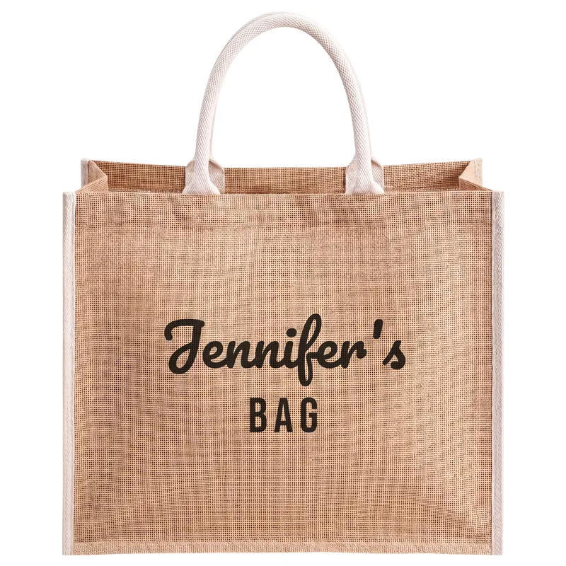 Jennifer's bag!, printed on a natural jute tote bag