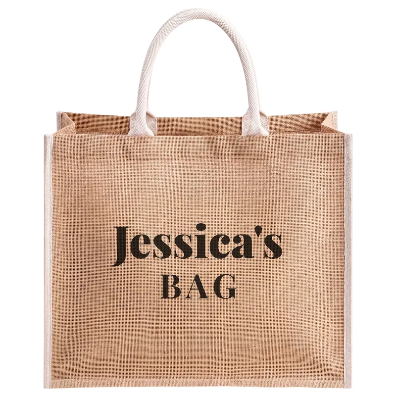 Jessica's bag!, printed on a natural jute tote bag