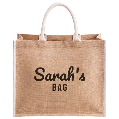 Sarah's Bag Personalized Name Jute Tote